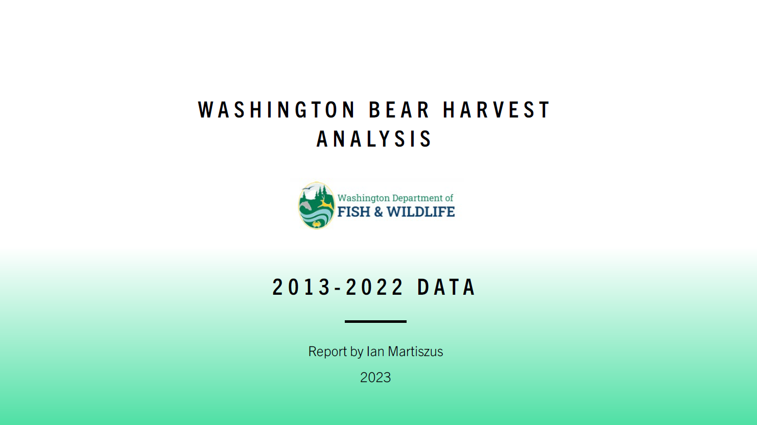 Washington Bear Harvest Analysis Viz Wild